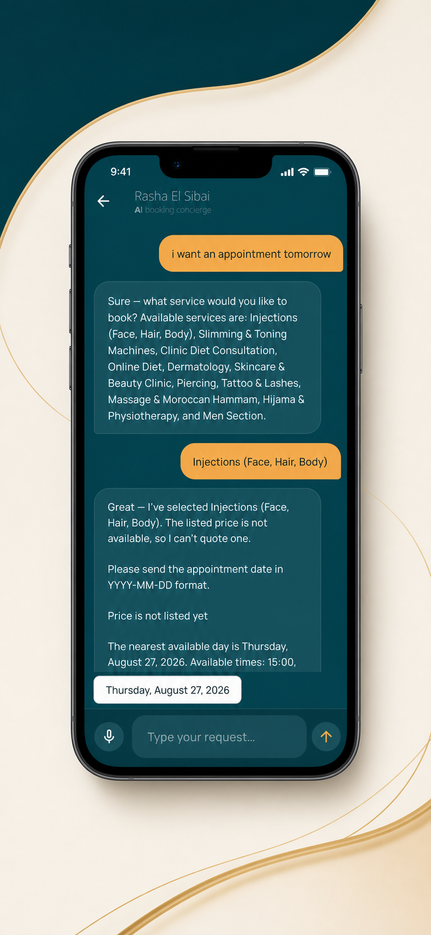 AI booking assistant in English